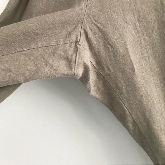 Linen Green and Brown Wide Leg Pants - Picture 7 of 16